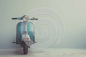 Classic Moped in Retro Style on Grey Background. AI Generated