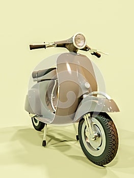 Classic moped shot on yellow background