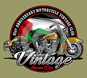 classic motorbike with palestine flag background