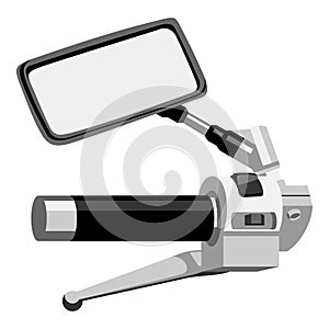 Classic motorcycle bar handle with lever and mirror rider view isolated vector image