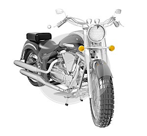 Classic motorcycle or bike isolated on white