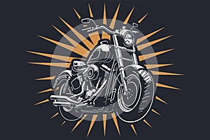 Classic motorcycle vector illustration. Motor bike for logo, biker club emblem, sticker, t shirt design print