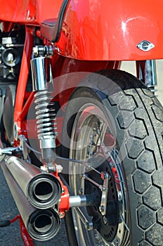 Classic motorcycle exhaust pipes.