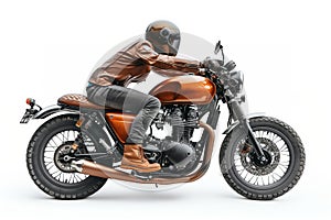 Classic motorcycle with a vintage feel on white background photo