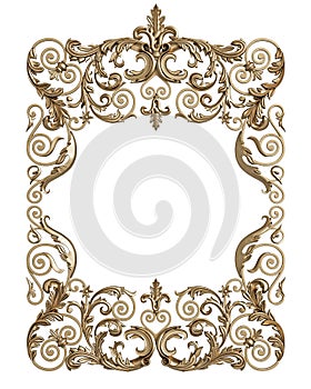 Classic moulding frame with ornament decor isolated on white background