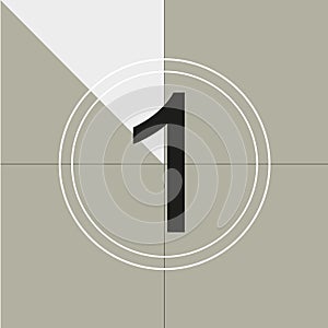 Classic movie countdown frame at the number one. Vintage retro cinema. Abstract concept graphic element. Art design.