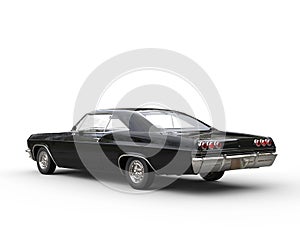 Classic muscle black car - left side back view