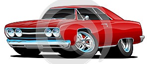 Classic Muscle Car Cartoon Isolated Vector Illustration