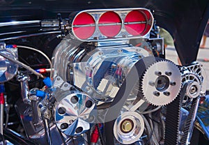 Classic Muscle Car Engine on Display