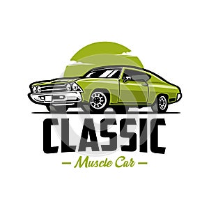 Classic Muscle Car Illustration Vector Isolated EPS