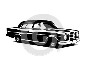 Classic muscle car silhouette. isolated on white background side view.