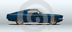 Classic muscle car in vector.