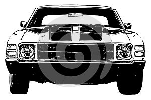 Classic muscle car vector illustration with texture