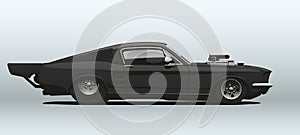 Custom muscle car, dragster in vector. photo