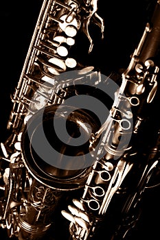 Classic music Sax tenor saxophone and clarinet in black