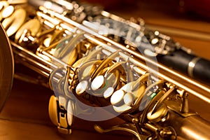 Classic music Sax tenor saxophone and clarinet vintage photo