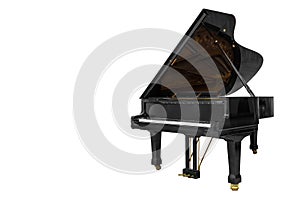 Classic musical instrument black piano isolated on white background