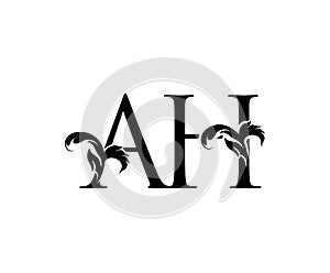 AH letter luxury beauty flourishes ornament monogram logo photo