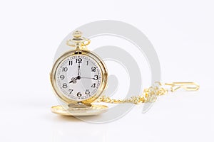 Classic Necklace gold watch isolated on white background