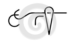 Classic Needle and Thread Outline Icon for Sewing, vector design Generative AI