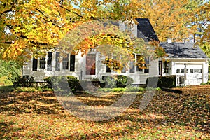 Classic New England American house exterior.