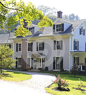 Classic New England American house exterior.