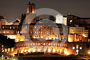 Classic night view at Rome, Italy.Rome  is one of the most populated metropolitan areas in Europe