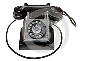 Classic old black rotary dial-up telephone