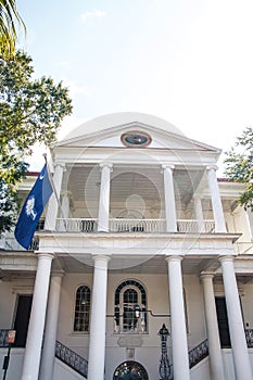 Classic Old Columns with South Carolina Flag