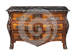 Classic old original vintage marble top wooden chest bureau comm