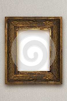 Classic old wooden picture frame carved by hand gray wallpaper