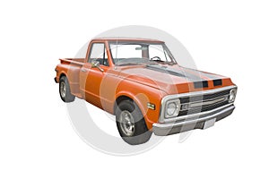 Classic orange pickup truck