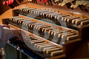 Classic organ keyboard and key photo