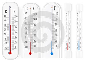 Classic outdoor and indoor fahrenheit and celsius thermometers s