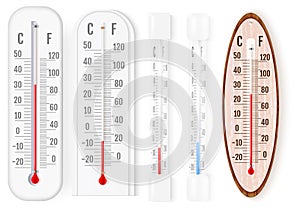 Classic outdoor and indoor fahrenheit and celsius thermometers s