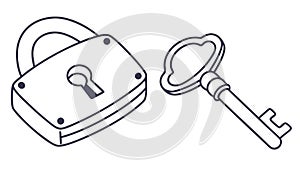 A classic padlock and key illustration representing security and privacy. vector design Generative AI