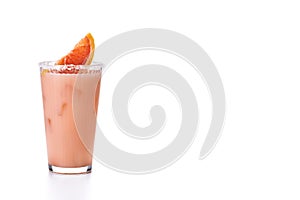 Classic paloma cocktail isolated on white background.