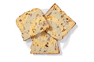 Classic Panettone Slices Trio on White Background