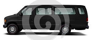 Classic passenger minibus in black.