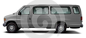 Classic passenger minibus in gray.