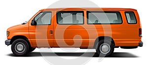 Classic passenger minibus in orange.