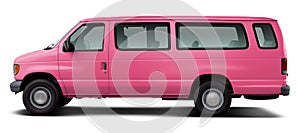 Classic passenger minibus in pink.