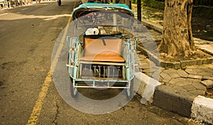 Classic pedicab as on of traditional transportation photo taken in Semarang Indonesia