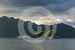 Classic Philippine fishing boat on the background of the sea landscape