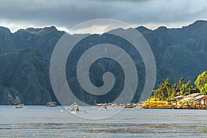 Classic Philippine fishing boat on the background of the sea landscape