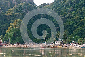 Classic Philippine fishing boat on the background of the sea landscape