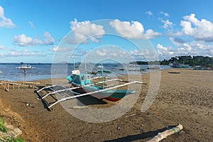 Classic Philippine fishing boat on the background of the sea landscape