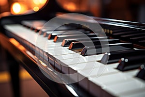 Classic pianos keyboard in focus, the heart of musical creativity