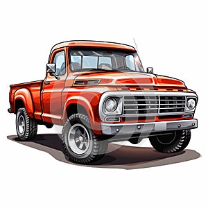 Classic pickup truck with a bold red paint job