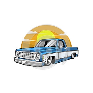Classic pickup truck hot rod side view illustration vector isolated in white background photo